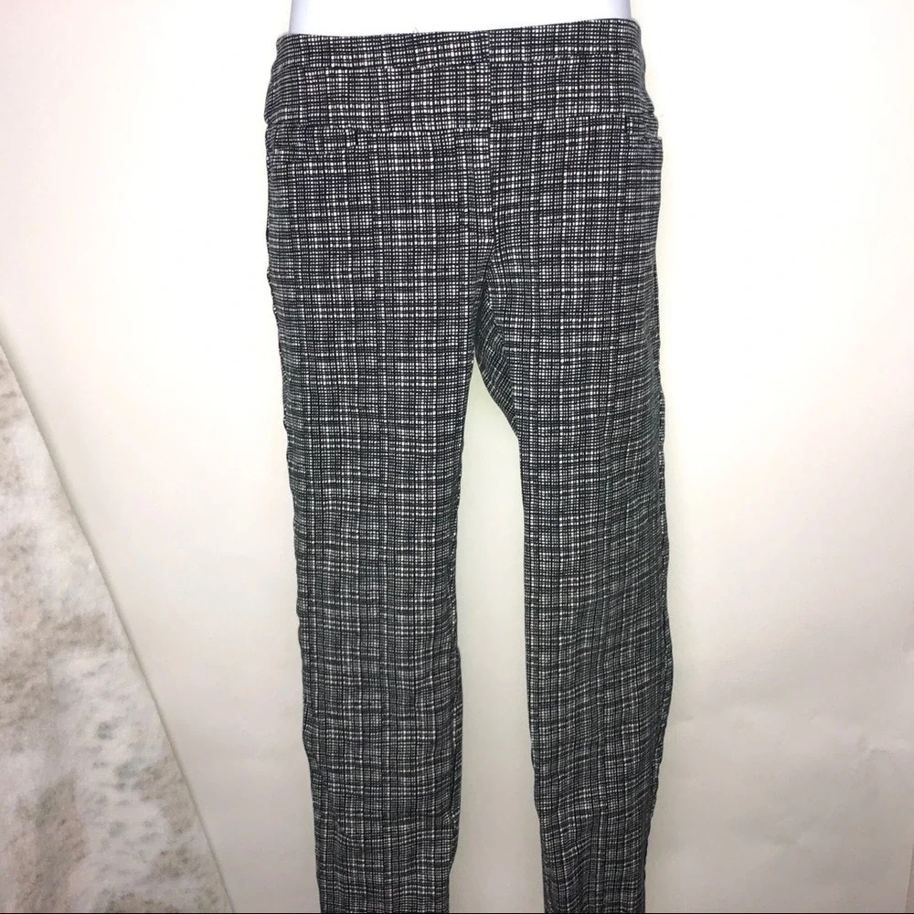 LOFT Marisa Skinny Black & White Plaid Pants 2‎